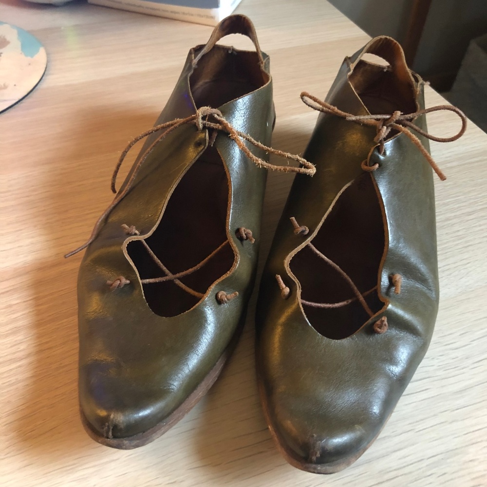 Architectural lace-up designer kitten heels